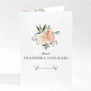Menükarte Hochzeit romantische rosen