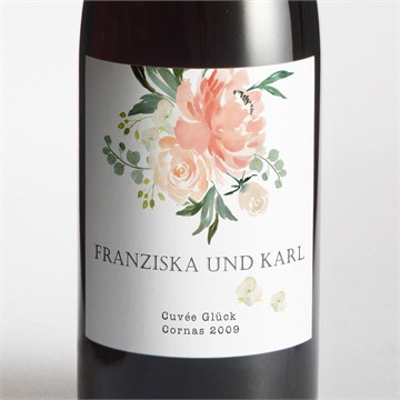 Flaschenetikett Hochzeit romantische rosen