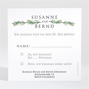 Antwortkarte Hochzeit rosmarin zweig