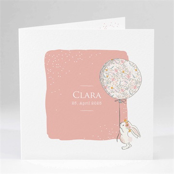 Geburtskarte häschen mit luftballon