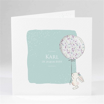 Geburtskarte Hase mit luftballon