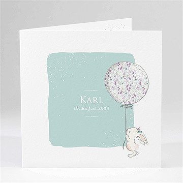 Geburtskarte hase mit luftballon