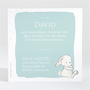Dankeskarte Geburt hase mit luftballon