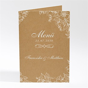 Menükarte Hochzeit weiße blüten