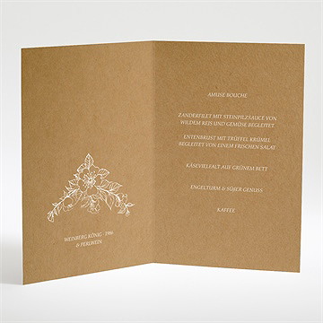 Menükarte Hochzeit weiße blüten - Vue 2