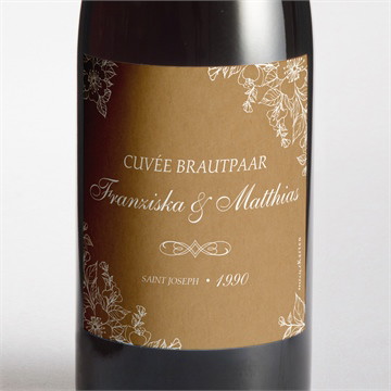 Flaschenetikett Hochzeit weiße blüten