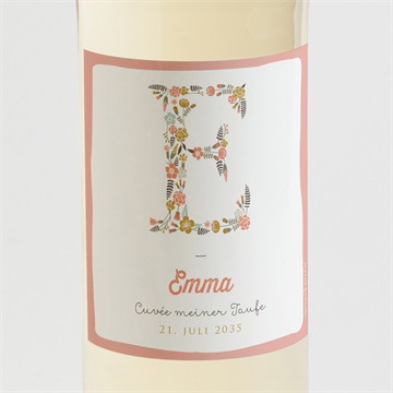 Flaschenetikett Taufe Blumenalphabet mädchen
