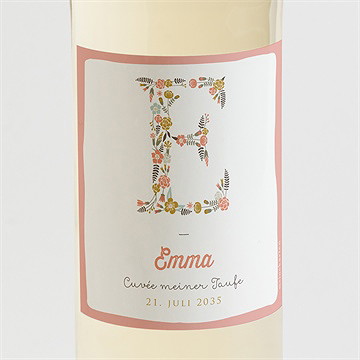 Flaschenetikett Taufe Blumenalphabet Mädchen