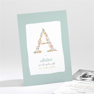 Einladung Taufe blumenalphabet junge 2