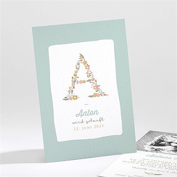 Einladung Taufe blumenalphabet junge