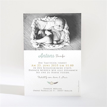 Einladung Taufe blumenalphabet junge - Vue 2