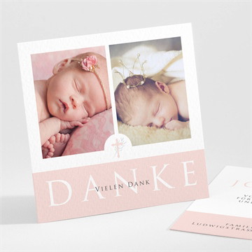 Dankeskarte Taufe rosa poetik