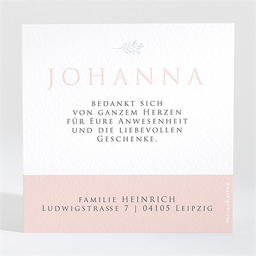 Dankeskarte Taufe rosa poetik - Vue 2