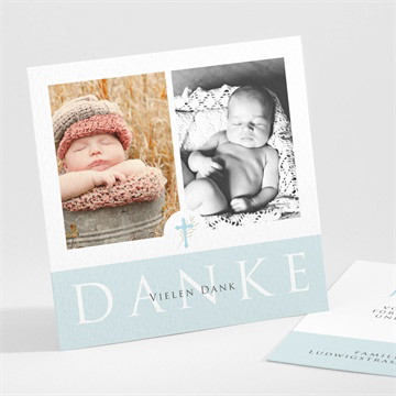 Dankeskarte Taufe blaue poetik - gold