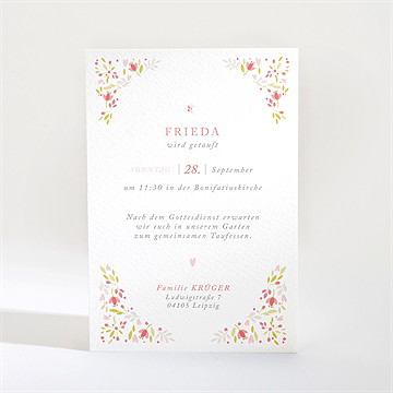 Einladung Taufe zarte rosa blumen - vue 2