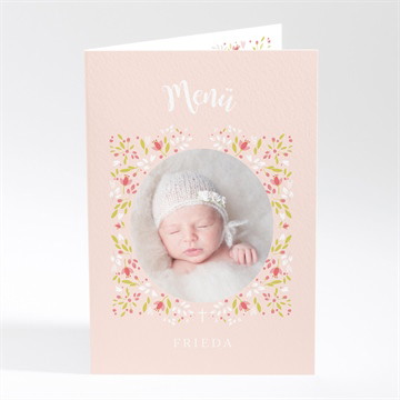Menükarte Taufe zarte rosa blumen - magnet