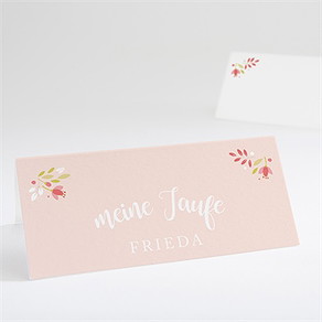 Tischkarte Taufe zarte rosa blumen