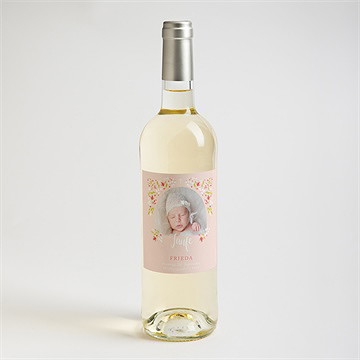 Flaschenetikett Taufe Zarte Rosa Blumen - vue 2