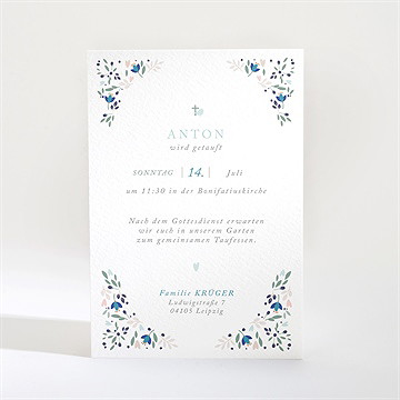 Einladung Taufe zarte blaue blumen - vue 2