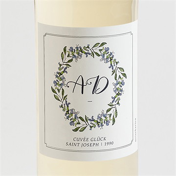 Flaschenetikett Hochzeit retrokranz