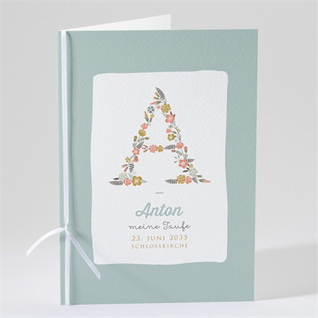 Kirchenheft Taufe blumenalphabet junge 2