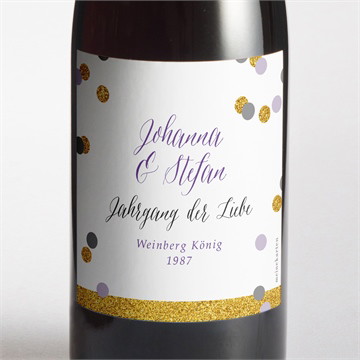 Flaschenetikett Hochzeit Konfettiregen