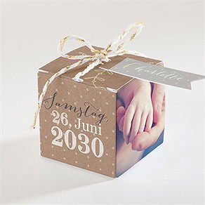 Geschenkbox Taufe pictos rund und kraft in gelb