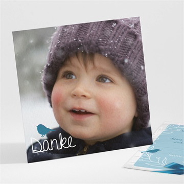 Dankeskarte Taufe blaue schleife