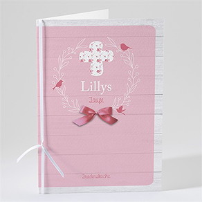 Kirchenheft Taufe rosa schleife