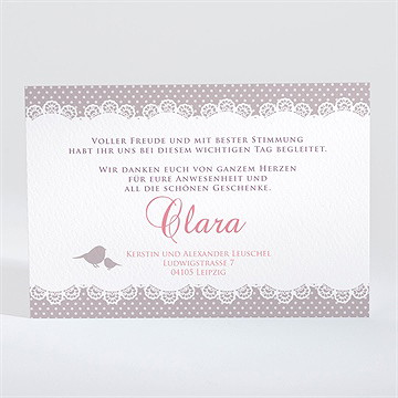 Dankeskarte Taufe Vogelgesang Mädchen - Vue 2