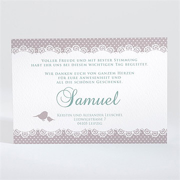 Dankeskarte Taufe vogelgesang junge - Vue 2