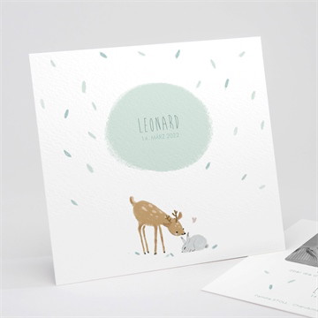 Geburtskarte Waldtiere grün