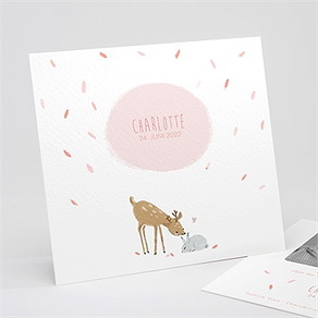 Geburtskarte waldtiere rosa