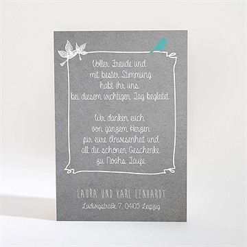 Dankeskarte Taufe vogelgezwitscher - Vue 2