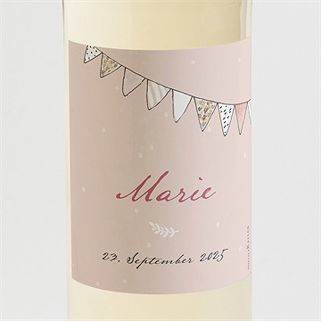 Flaschenetikett Geburt Fahnengirlande Rosa