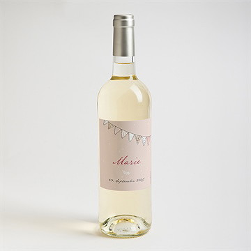 Flaschenetikett Geburt Fahnengirlande Rosa - Vue 2