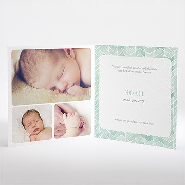 Geburtskarte Aquarellmuster Grün - Vue 2