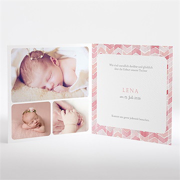 Geburtskarte Aquarellmuster Rosa - Vue 2