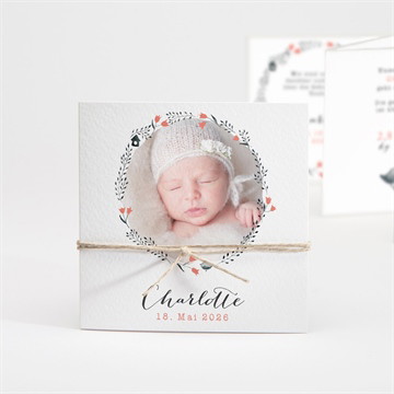 Geburtskarte Blumenkranz rosa