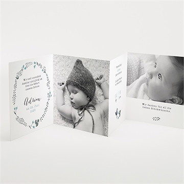 Geburtskarte blumenkranz blau - Vue 2