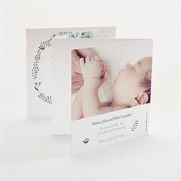 Geburtskarte blumenkranz blau - vue 3