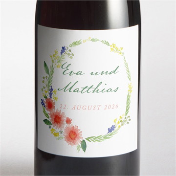 Flaschenetikett Hochzeit Blume