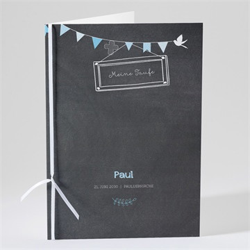 Kirchenheft Taufe Kreidetafel boy