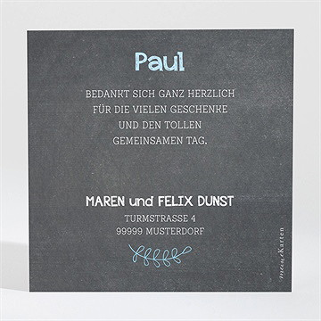 Dankeskarte Taufe kreidetafel boy - Vue 2