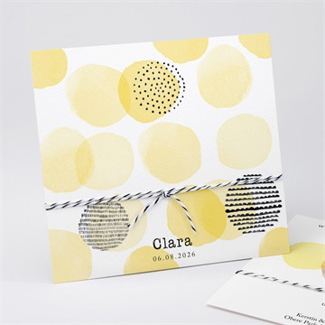 Geburtskarte gelbe tupfen