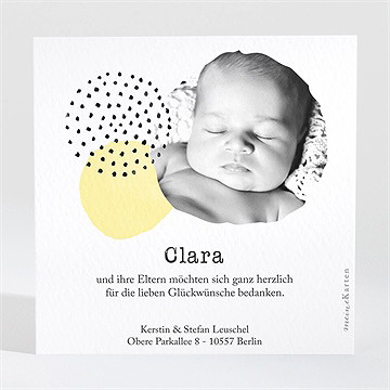 Dankeskarte Geburt Gelbe Tupfen - Vue 2
