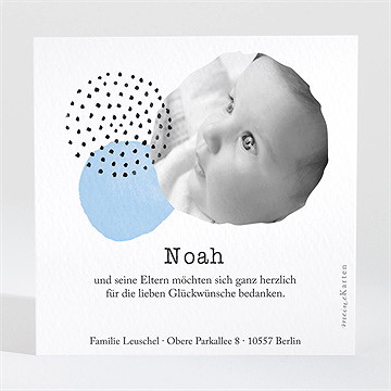 Dankeskarte Geburt Blaue Tupfen - Vue 2