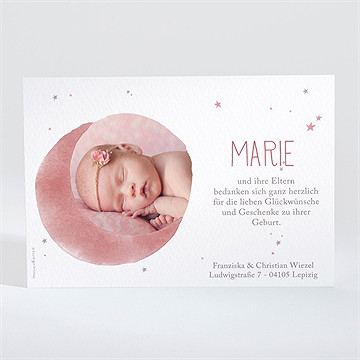Dankeskarte Geburt Sternenhimmel Rosa - Vue 2