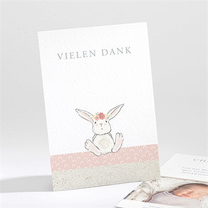 Dankeskarte Geburt blumenhäschen für dich