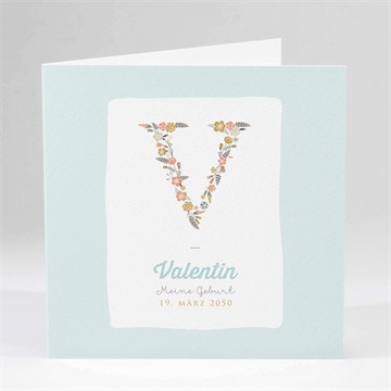 Geburtskarte blumen initial